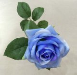 Artificial Silk Single Stem Curve Edge Rose Flower for Decoration