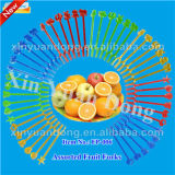 Disposable Plastic Fruit Forks Picks Colored Party Materials