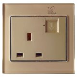 220V 13A British Power Wall Socket with USB Charger 2400mA (Glass Plate)