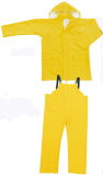 Yellow Color PVC / Polyester Waterproof Two-Piece Rainsuit
