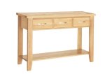 Solid Wood Furniture-Natural Color 3 Drawer Console Table