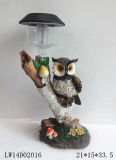 Polyresin Craft Owl Solar Light Garden and Home Decoration