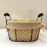 Metal Basket with Fabric Liner