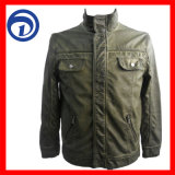 Men's Garment Dyed PU Jacket Fashion Winter Jacket Qzydt-M-01