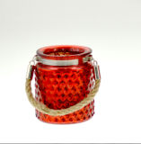 2015 Small Red Candle Holder with Jute Rope for X'mas