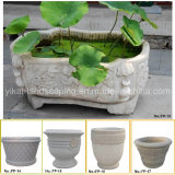 Garden Stone Vase Stone Carved Planter Marble Granite Flowerpot (YKFP-04)