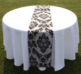 White Table Cloth with Flocking Damask Table Runner