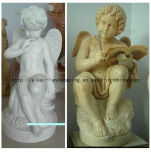 Natural Stone Carving White Marble Angel Character Sculpture (YKCSK-15)