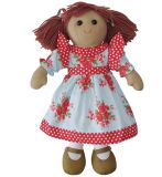 Rag Doll with Blue and Red Rose Floral Dress