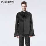 Punk Rave Gothic Dark Printing Shirt with Trumpet Sleeve (Y-603/BK)