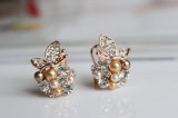 Fashion Golden Rose Butterfly Pearl Earrings Jewelry Jewellery for Women Girls Ladies