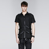 Punk Man Short Shirt with Leather Loops (Y-575)