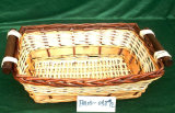 Rectangular Wicker Basket with Wooden Handles (FM05-058)