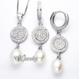 Elegance 925 Silver Pearl Jewellery with CZ (YS-1414)