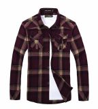 100% Cotton Casual Long Sleeves Men's Check Shirt (WXM688)