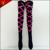 Lady Long Sock Stripe Jacquard Design