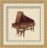 Oil Painting with Wooden Frame and Piano Picture