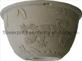 Fiber-Clay Vintage Bowl Flower Pot (0864with lizard) (10
