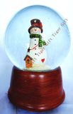 Polyresin Snowman Waterball with Music Box 100mm