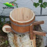 Nature Handmade Wood Wheel Flower Pot& Planter