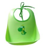 Customized Personalized Green Baby Soft Plastic Bibs with Ribbon