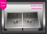 Double Bowl Stainless Steel Sink with Drainboard