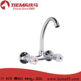 Brass Cartridge Two Handle Wall Mounted Kitchen Faucet