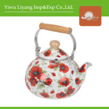 3.2L Round Enamel Teapot Ceramic Kettle with Wooden Handle (BY-2907)