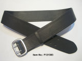 Black Double Row Buckle Belt