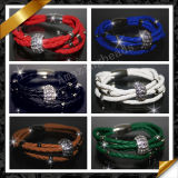 Leather Jewelry, Alloy Pave Crystal Bracelet, Fashion Bracelets Jewellery (FB086)