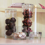 Hand Made Glass Candy Jar with Lid, Glass Candle Holder