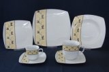 Square Dinnerware Set, Porcelain Tableware
