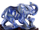 Natural Lapis Lazuli Carved Elephant Mom&Kid Carving #Ad10, Home Decoration