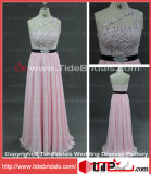 Pink Sheath/Column One Shoulder Evening Dress Beaded Bodice Pleat Chiffon Long Prom Dress (WKMLY13-163)