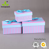 Set up Art Paper Gray Cardboard Gift Box with Bowknot