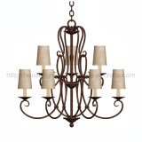 9 Light Antique Chandelier with Fabric Shade (CH-850-5078X9)