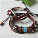 Fashion Handmade Wood Bead Leather Bracelet Couple Jewelry Jewellery (HW66)