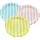Striped Party Paper Plates Disposable Tableware for Wedding Decoration Supply