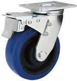 8inch Blue Elastic Rubber Caster Wheel with Brake