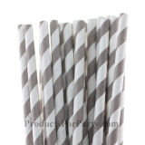Party Supplies Grey Striped Paper Straw for Wedding Decoration