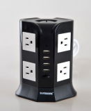 Patent Vertical USB Socket Multi Outlet with Surge Protector 8 Way+4USB