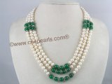 Pearl Jewelry Necklaces-Multi Strands Pearls with Jade