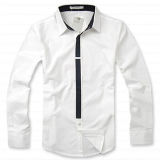 Contrast Mens Long Sleeves Fashion Cotton White Shirt (WXM004)