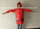Kids PVC 0.13mm Red Cartoon Raincoat for School and Kindergarten