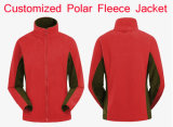100% Polyester Leisure Outdoor Fleece Jacket, His and Her Anti-Pilling Fleece Jacket / Sports Wear in Red/Black Colour