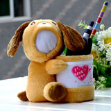 Funny 15cm Plush Dog Pen Container 3D Face Doll
