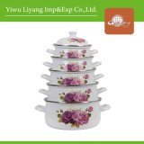 Enamel Coated Cookware Pot with Floral Decal Kitchenware Pot (BY-0604-1)