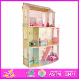 2014 New Cute Kids Wooden Doll House Toy, Popular Lovely Children Wooden Doll House, Fashion DIY DIY Wooden Doll House W06A042