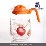 Hot Sale 1.6L Glass Water Pitcher, Juice Jug with Customized Decal Flower