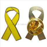 Wholesale Price Hard Enamel Yellow Awareness Ribbon Pin Badge (badge-101)